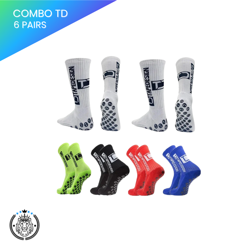 Meias Antiderrapantes para Futebol  - Pacote com 6 pares - TD